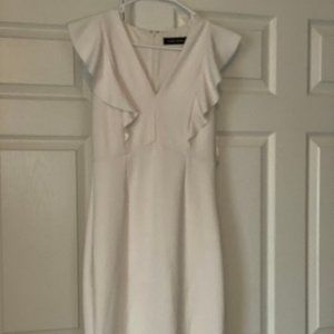 Ivanka Trump Off-White Ruffle sleeve Midi Dress